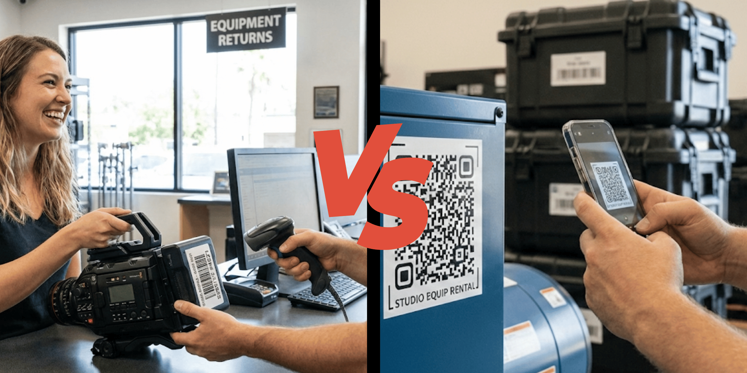 Hero: QR code and barcode on rental equipment
