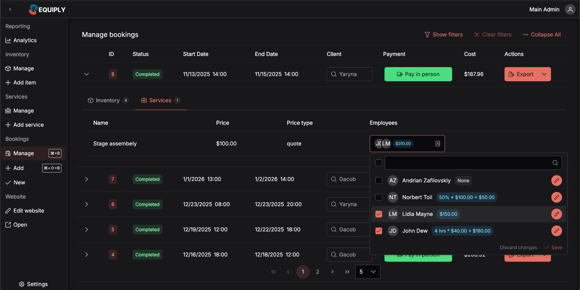 Requiply assigning employees to rental services