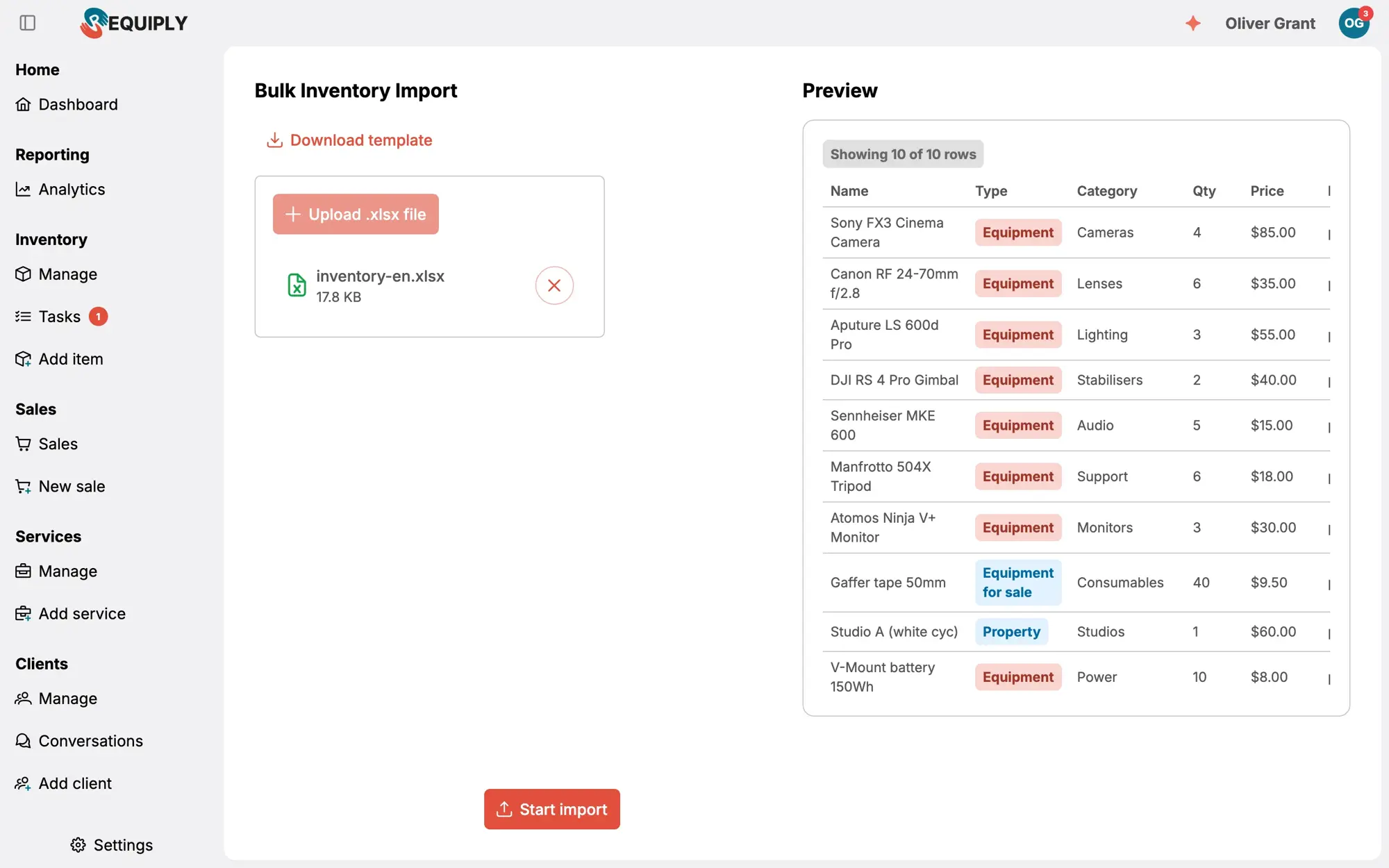 Import your inventory