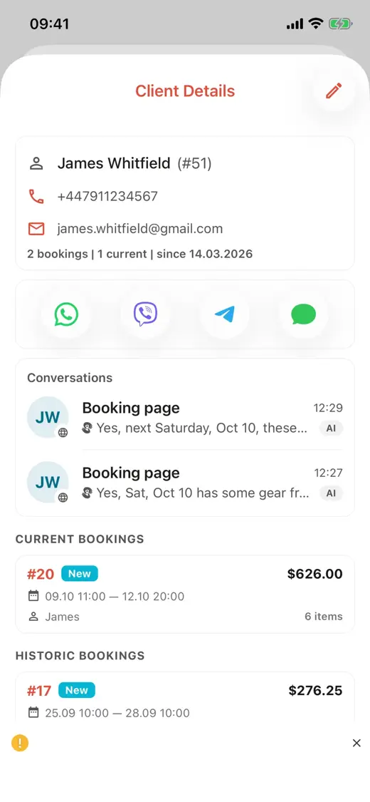 Every channel, one conversation per client