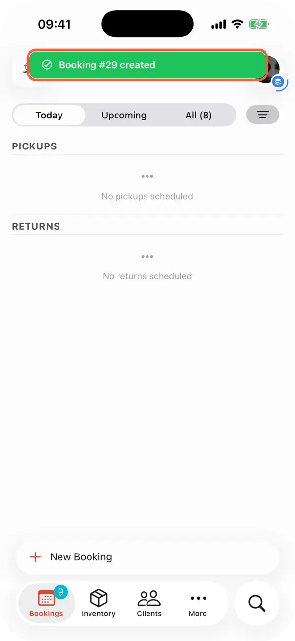 Message Booking #29 created after the Requiply app was reopened